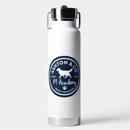 Ashton & Co. K9 Academy Witte Waterfles (Voorkant)