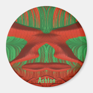 ASHTON ~ Shades of Green, Red Kerstfractal ~ Magneet