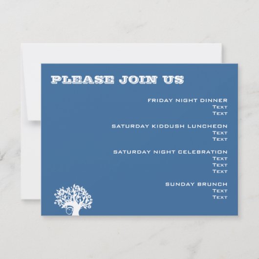 Ashton Tree Bar Mitzvah Wedding Event Card Kaart (Voorkant)