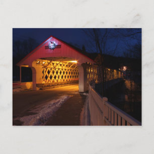 Ashuelot Covered Bridge Winchester NH bij nacht Briefkaart