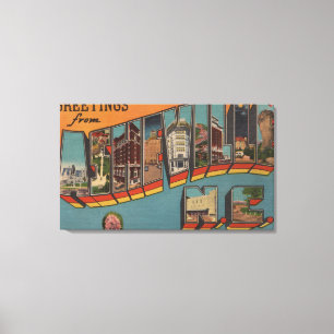 Ashville, North Carolina - Scenes met grote letter Canvas Afdruk
