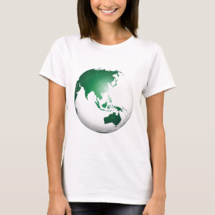 Asia Australia Oceania Green Wereldbol T-shirt