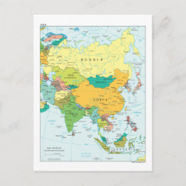 Asia Continent Map Briefkaart