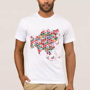 Asia Flag Hearts Map T-Shirt