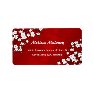 Asia Floral White Cherry Blossom Red Etiket