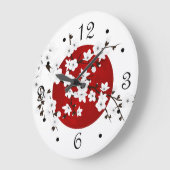 Asia Floral White Cherry Blossom Red Grote Klok (Hoek)