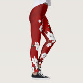 Asia Floral White Cherry Blossom Red Leggings (Rechts)