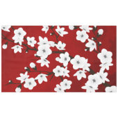 Asia Floral White Cherry Blossom Red Tafelkleed (Voorkant (Horizontaal))