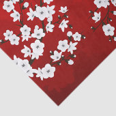 Asia Floral White Cherry Blossom Red Tissuepapier (Detail)