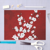 Asia Floral White Cherry Blossom Red Tissuepapier (Craft)