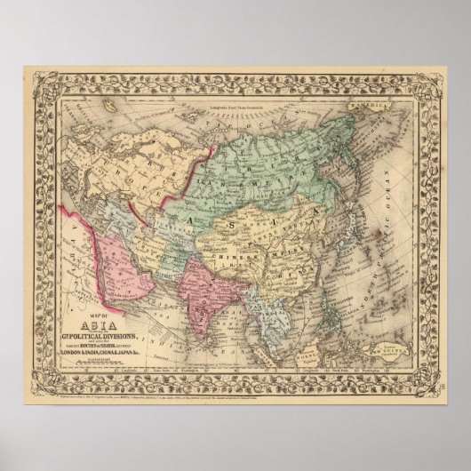Asia Map door Mitchell Poster (Voorkant)