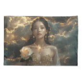 Asian Beauty With White Rose Kussensloop (Achterkant)