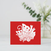Asian Butterfly Japanse Kamon Design Briefkaart (Staand voorkant)