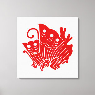 Asian Butterfly Japanse Kamon Design Canvas Afdruk