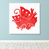Asian Butterfly Japanse Kamon Design Canvas Afdruk (Insitu (Houten vloer))
