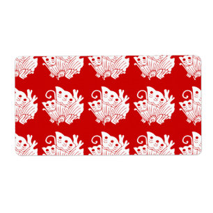 Asian Butterfly Japanse Kamon Design Etiket