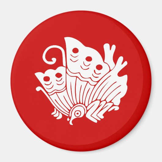 Asian Butterfly Japanse Kamon Design Magneet (Voorkant)