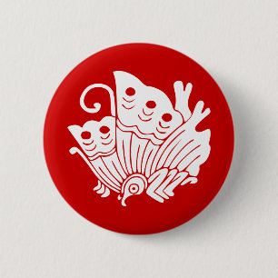 Asian Butterfly Japanse Kamon Design Ronde Button 5,7 Cm