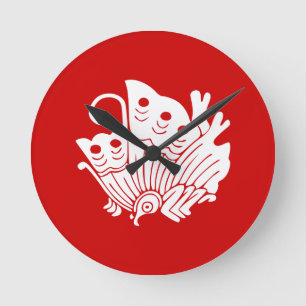 Asian Butterfly Japanse Kamon Design Ronde Klok