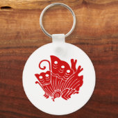 Asian Butterfly Japanse Kamon Design Sleutelhanger (Voorkant)