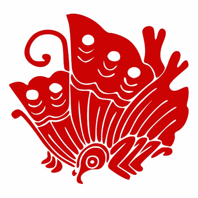 Asian Butterfly Japanse Kamon Design Staand Fotobeeldje (Voorkant)