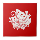 Asian Butterfly Japanse Kamon Design Tegeltje (Voorkant)