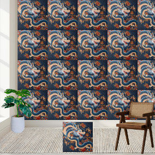 Asian Chinoiserie Dragon Tegel Tegeltje