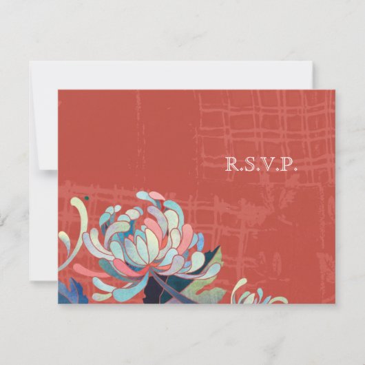 Asian Chrysanthemum Red Wedding RSVP (Voorkant)