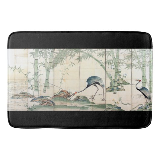 Asian Crane Bird Bamboo Wildlife Animal Bathmat Badmat (Voorkant)