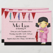 Asian Cutie - Invitation de fête d'anniversaire (Devant / Derrière)