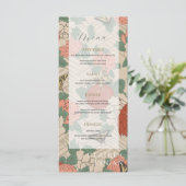 Asian Floral & Butterflies Beige Wedding Menu (Staand voorkant)