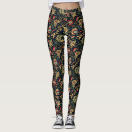 Asian Flower Dark Chinoiseries Leggings - 