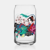 Asian Geisha Dragon Cherry Blossoms Blue (Recto)