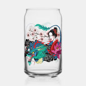 Asian Geisha Dragon Cherry Blossoms Blue (Verso)
