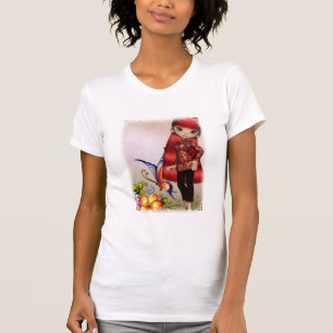 Asian Girl Beauful Flowers Design 2 T-Shirt