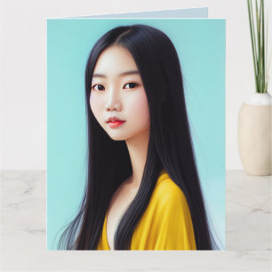 ASIAN GIRL LADY ART BIRTHDAY-KAARTEN KAART