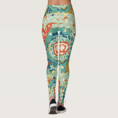 Asian Horse Lime Green en Blue Pattern Leggings (Achterkant)