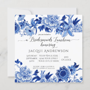 Asian Influence Blue White Floral Bridesmaids Kaart