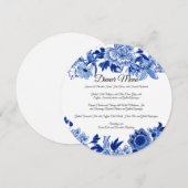 Asian Influence White Blue Floral Dinner Menu Kaart (Voorkant / Achterkant)