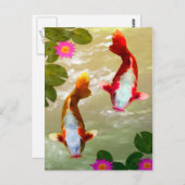 Asian Koi Fish Carp Digital Art Briefkaart (Voorkant / Achterkant)
