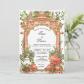 Asian Lotus Tea Ceremony Wedding Invitation (Debout devant)