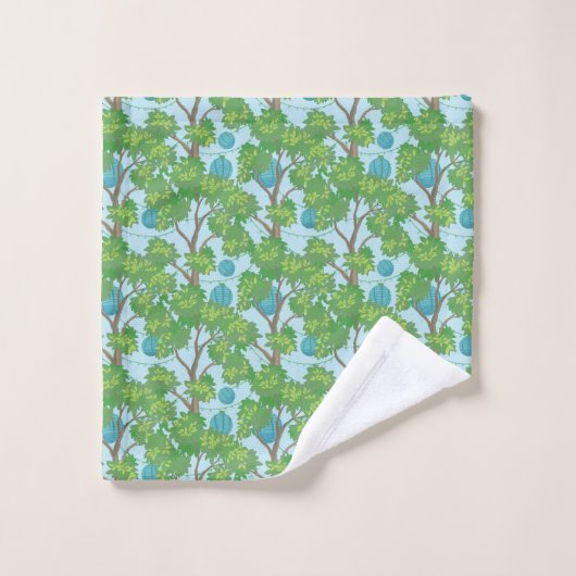 Asian Pattern Blue Green (Gant de toilette)