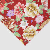 Asian Red Gold Pink Modern Floral  Tissuepapier (Detail)