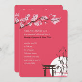 Asian Sakura Engagement Party Invitation Kaart (Voorkant / Achterkant)