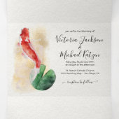 Asian Soft Gold Wedding Drieluik Uitnodiging (Binnenkant midden)