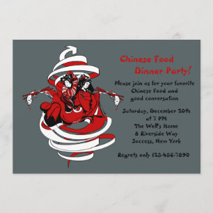 Asian Theme Dinner Party Invitation Kaart