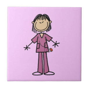 Asian Vrouw Stick Figuur verpleegster Tegeltje
