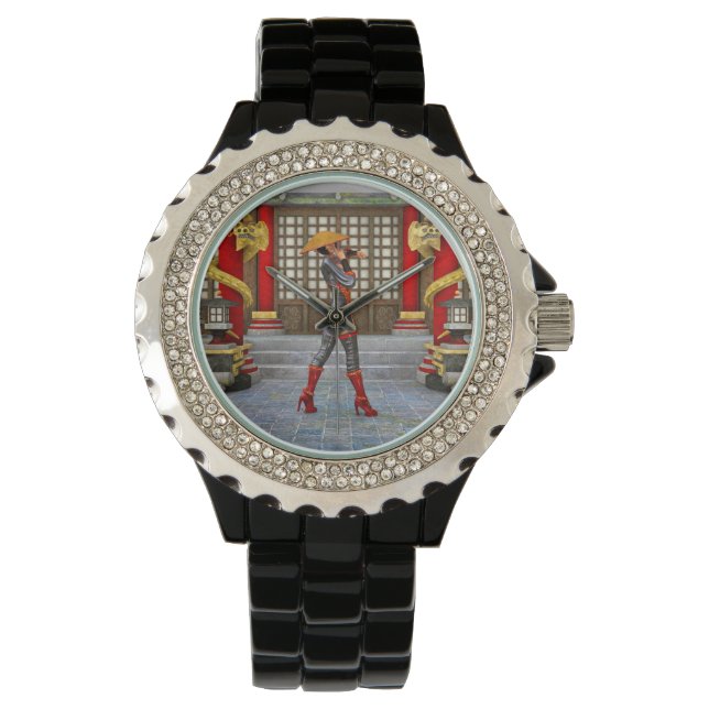 Asian Warrior Maiden Horloge (Voorkant)
