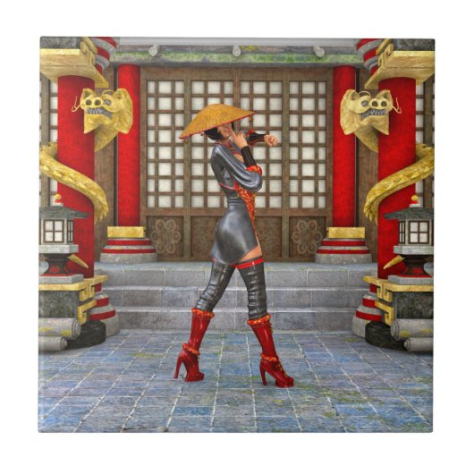 Asian Warrior Maiden Tegeltje (Voorkant)