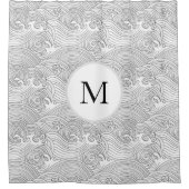 ASIAN WAVE PATTERN CUSTOM INITIAAL Douchegordijn (Voorkant)